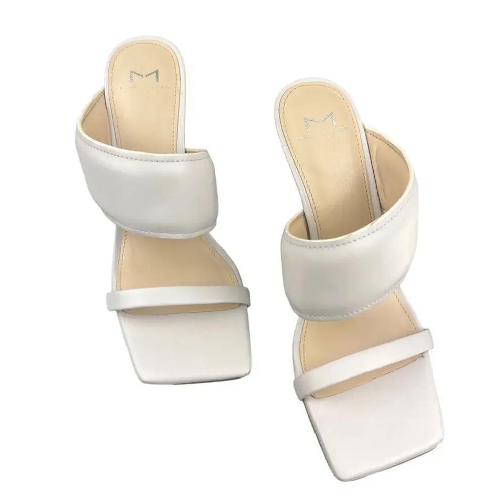 NWOB Marc Fisher LTD Deann Heel Sandal Light Grey sz 8.5 Wedding Cushioned